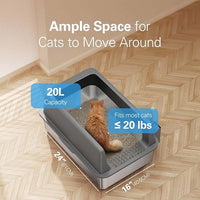 Zarler Stainless Steel Litter Box with Lid, Extra Large Cat Litter Boxes, XL Large Metal Litter Box for Big Cats with High Sided, Light Grey (Non-Sticky, Easy to Clean, Anti-Urine Leakage)