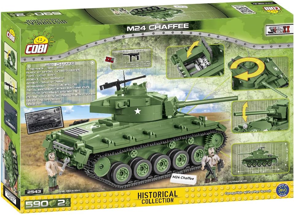 COBI Historical Collection M24 Chaffee tank building block set with 588 pieces and two soldier figur - view 2