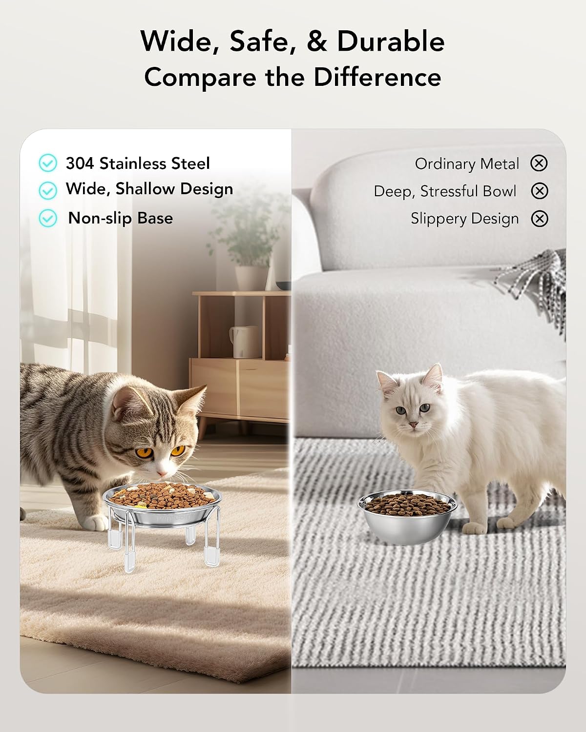 Elevated cat Bowl 2PC, 6.3" Wide Raised Cat Bowl – Essentials for Cats - 2PC - image 2