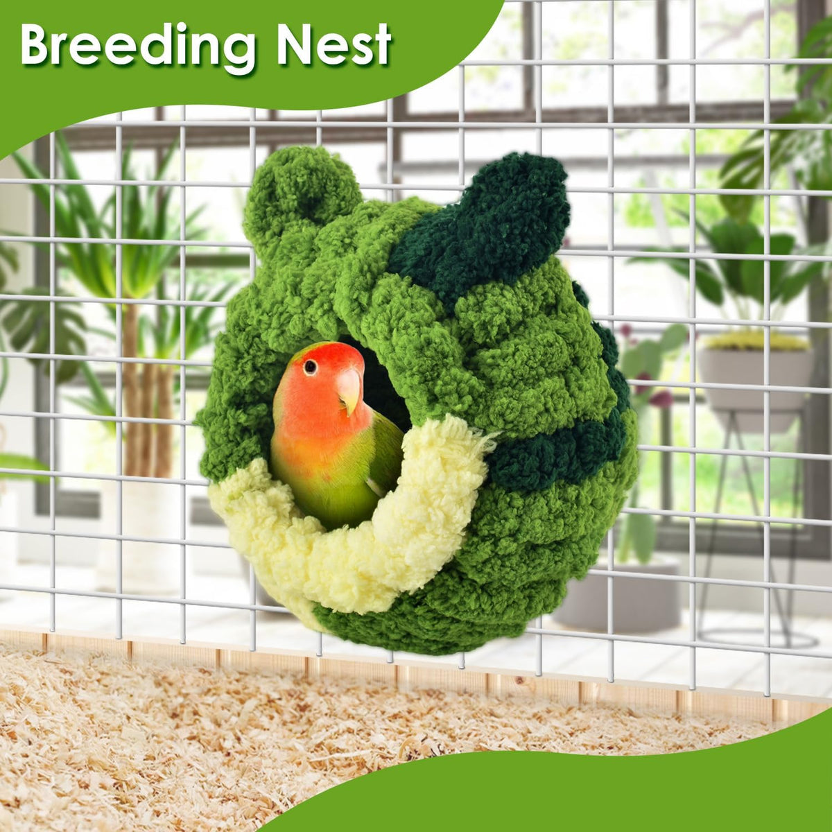 KATUMO Bird Nest, Small Sun Conure Breeding House Parrotlet Snuggle Hut Lovebird Bed for Conure - S (Green) - image 4