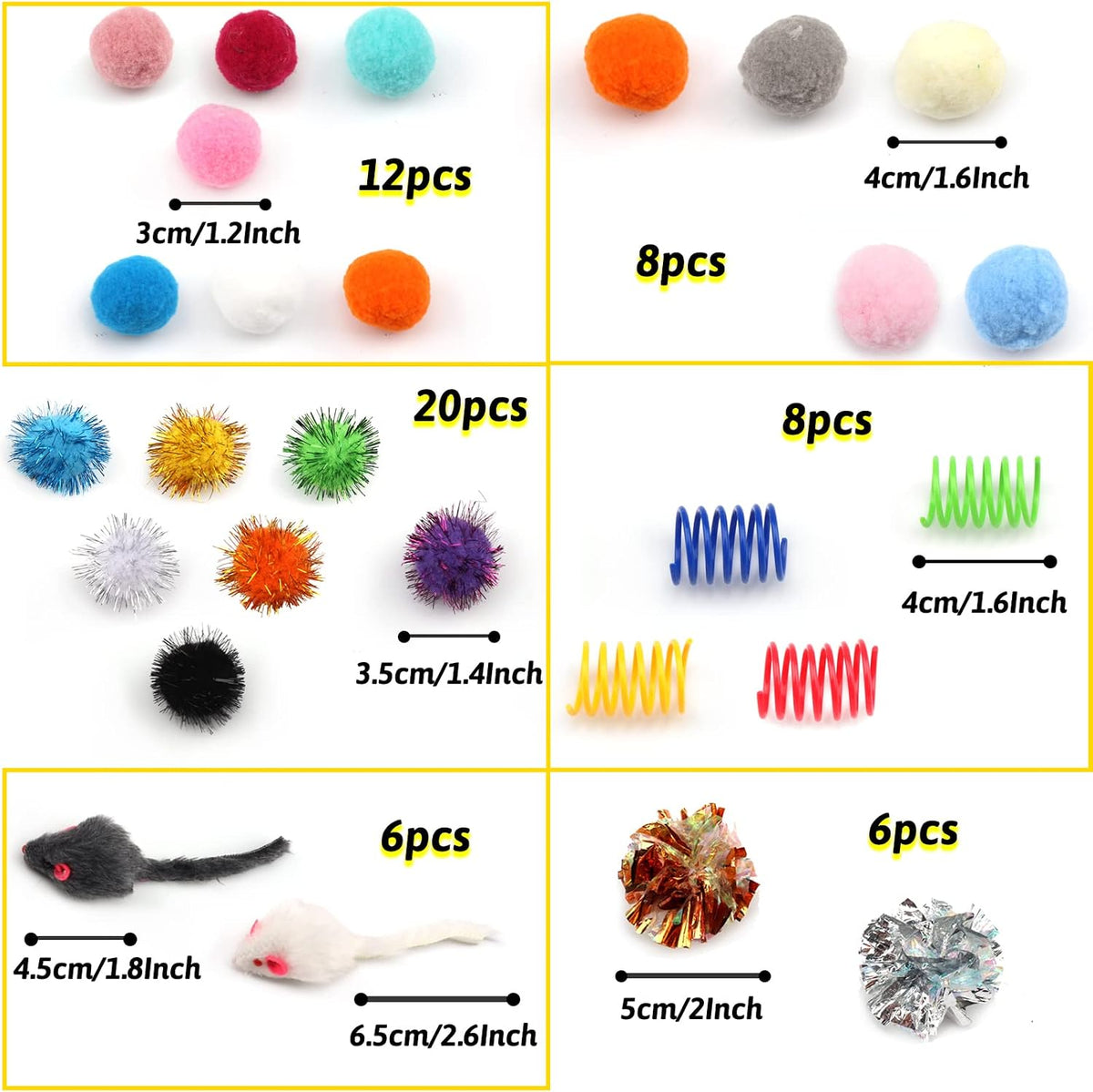 60 Pack Cat Toys, Assorted Kitten, Mouse - image 2