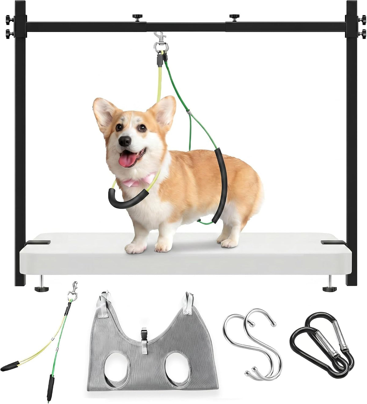 H Shape Dog Grooming Arm for Table, L Size Hammock, 42" H - M Hammock (Leg Spacing: 4.7–11.5″)
