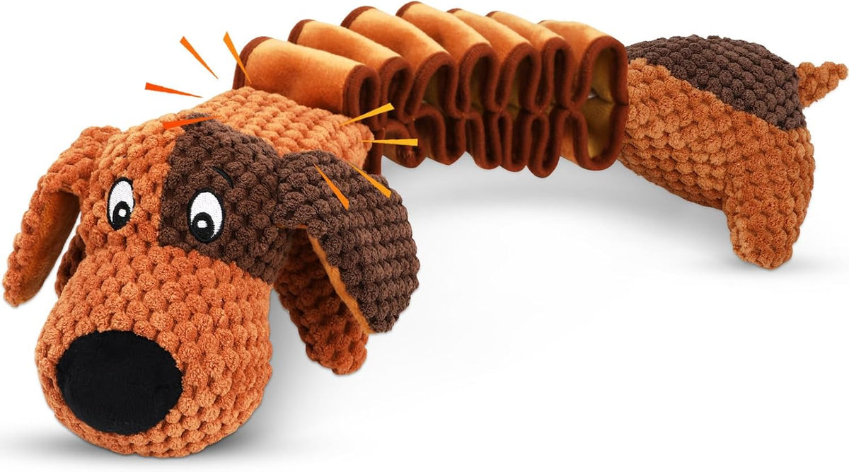 Squeaky Dog Toys for Large Dogs, Tough Tug of War Puppy Toy - Brown / Long neck dog