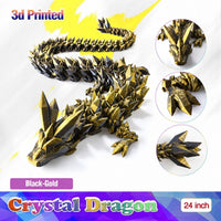 24 inch Large 3D Printed Dragon Glow in the Dark in Halloween – Fun for Kids & Family - Black Gold / 24 inch - image 2