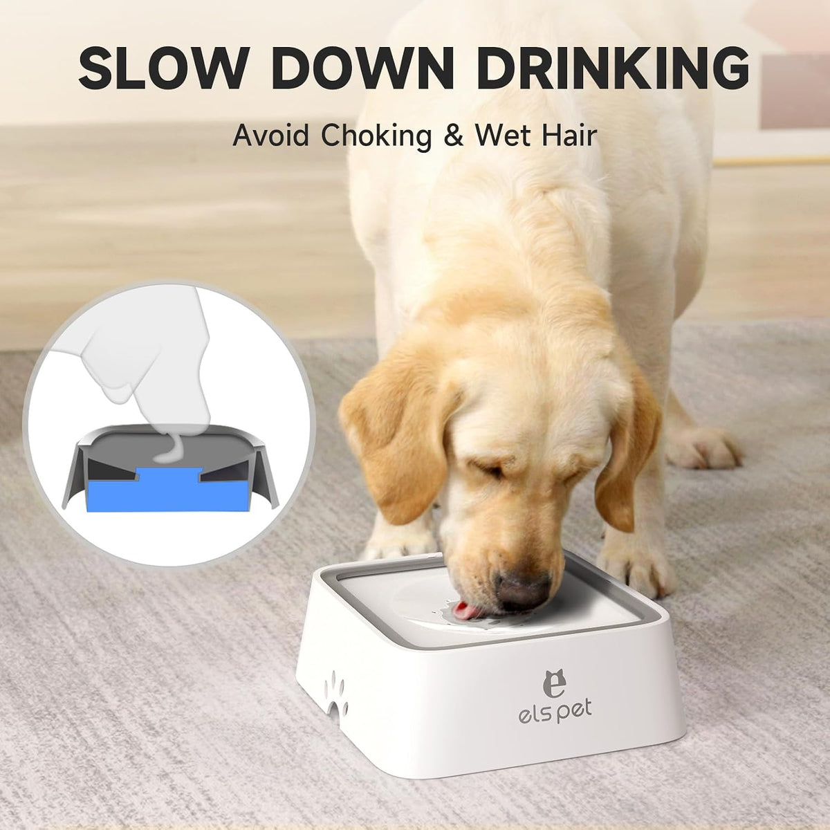 ELS PET No Spill Dog Cat Bowl 35oz 1L Anti Slip Travel Water - 2L / White - image 2