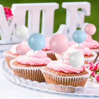 75 Pieces Cake Balls Topper Decorations Foam Cupcake Topper Mini - Blue,pink,gold - image 4