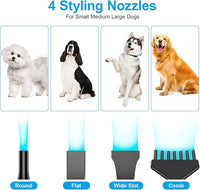 Professional Dog Grooming Dryer with Heater, 5.2HP High-Power Dog Blower, Variable Speed Adjustable, Low Noise Pet Hair Dryer for All Breeds(Purple)
