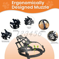 Dog Muzzle – Lightweight Breathable Basket Muzzle, Anti-Biting & Chewing, Adjustable Fit for Small, Medium & Large Dogs(Size1)