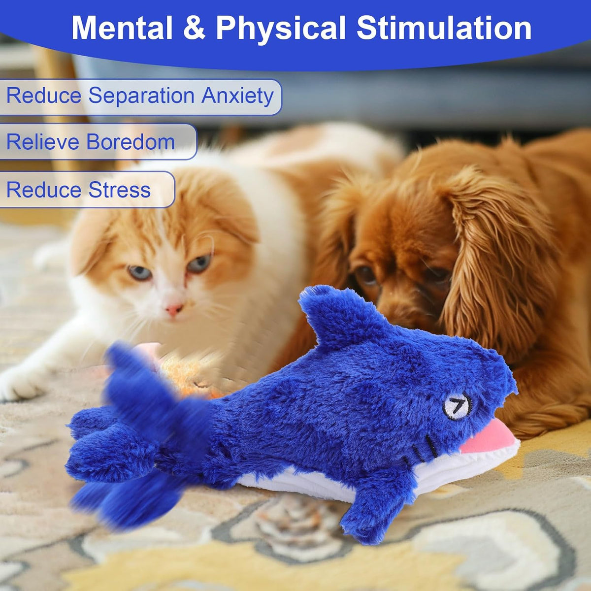 Mity rain Interactive Lobster Dog Toy – Essentials for Dogs - Shark - image 3