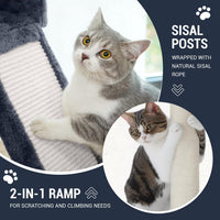 Allewie 68 Inches Cat Tree/House and Towers for Big Feline/Scratching - 68 in / Smoky Grey - image 4