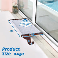 Zakkart 2-PC Easy Seat Cat Perch for Windowsill – Essentials for Cats - Dark Stained Wood w/ Gray Bed / Large 2PC - image 2