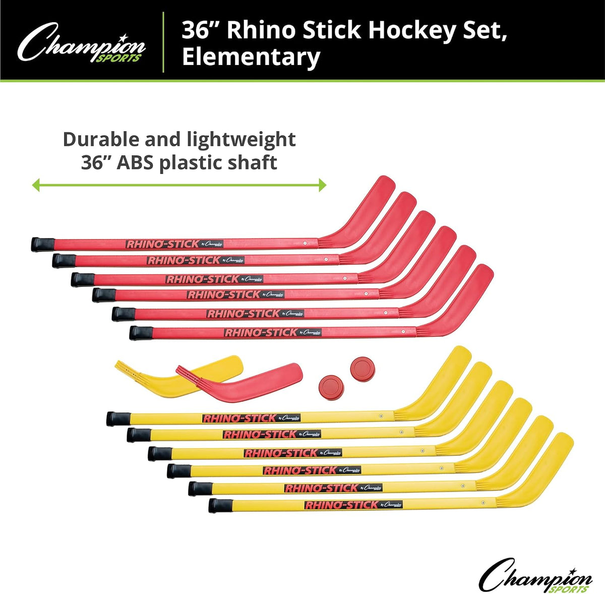 Champion Sports Rhino floor hockey set with 12 ABS sticks, 2 pucks and 2 replacement blades - view 3