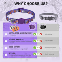 Cat Collar Breakaway, Soft Kitten Collar with Bell, Daisy - Halloween (Pack of 3) - image 4