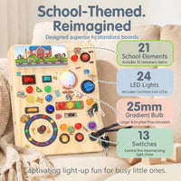 RichBoy Busy Boards, Lights Switch-Style, Wooden - School 6.7" x 5.3" - image 2