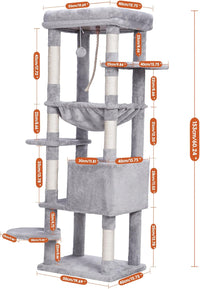 Heybly Cat Tree, 76-Inch Tall Heavy Duty Cat Tower for Big Cats HCT039G – Essentials for Cats - Light Gray / 60 inch - image 3