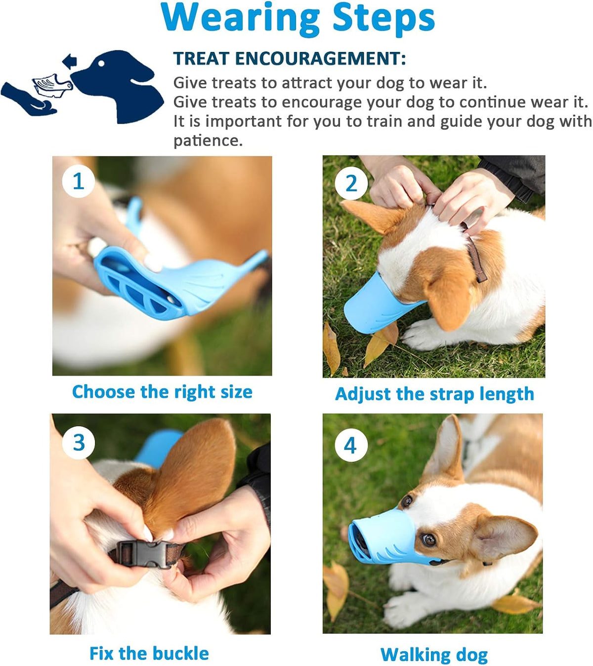 LUCKYPAW Soft Duck Silicone Dog Muzzle for Small Medium Dogs Poodle - S / Blue - image 4
