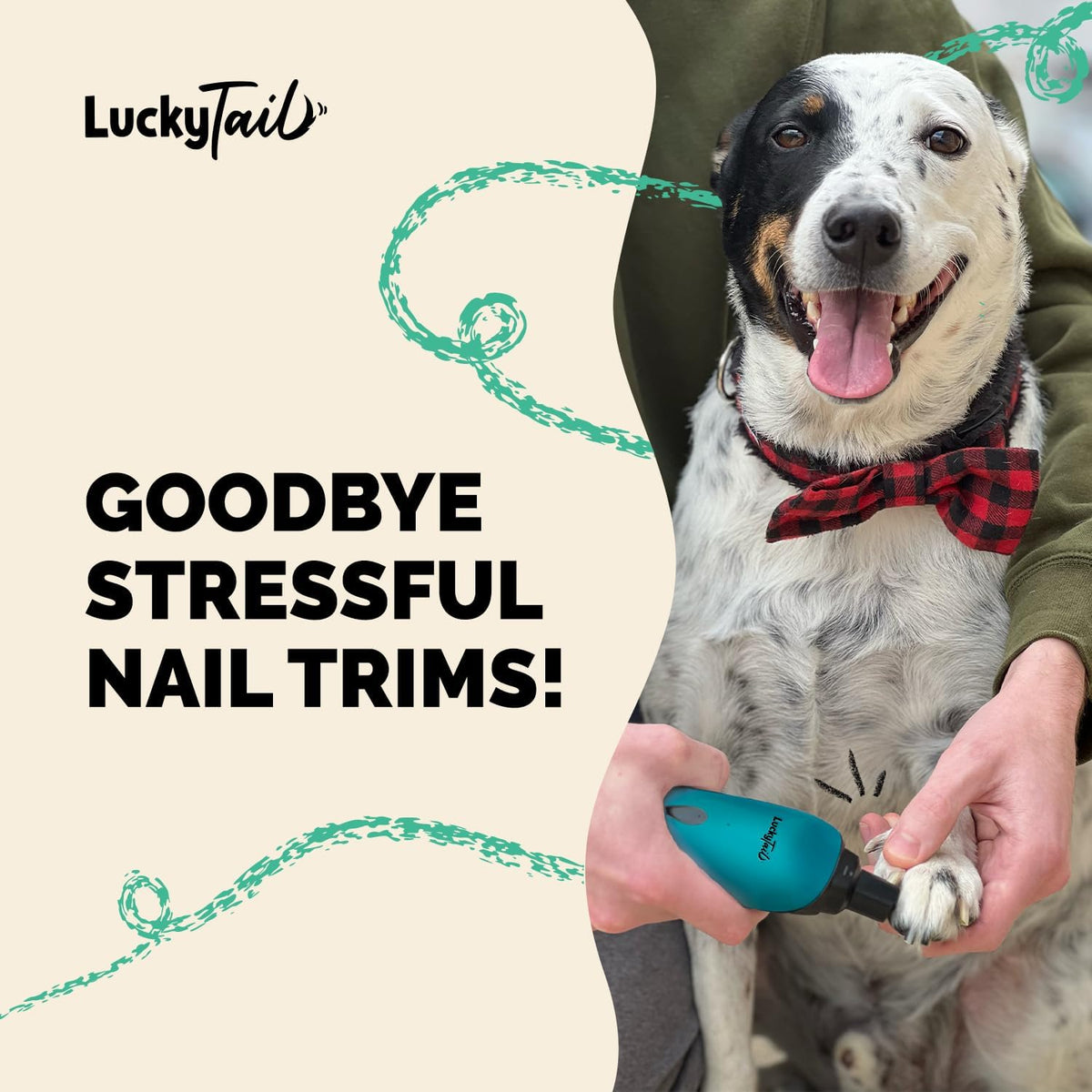 LuckyTail Dog Nail Grinder, Whisper-Quiet - Teal - image 4