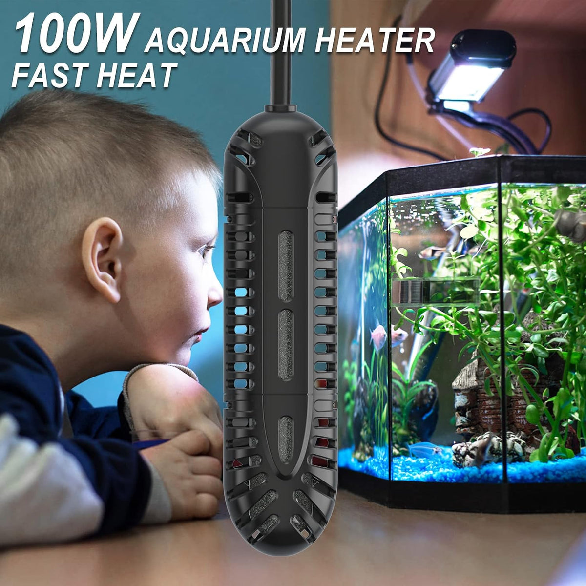 HiTauing Aquarium Heater, 300W Fish Tank Heater with LED Digital Display & 5 Safety Protection - 100 Watt Aquarium Heater - image 2