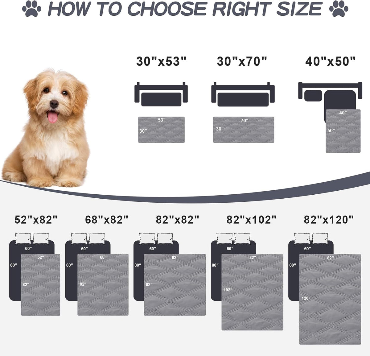 Smiry Waterproof Dog Bed Cover - Grey/Dark Grey / Lattice / 30x70 Inch (Pack of 2) - image 4