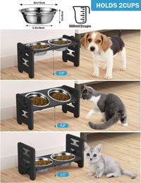 Elevated Dog Bowls, Raised Dog Bowl Stand Adjustable Small - Black / Small / Without Mat - image 2