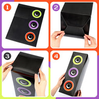Humyoun 4 piece 80s 90s paper boombox party decoration boxes in colorful print - view 6