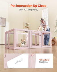 VEVOR Clear Acrylic Dog Playpen Indoor, 60x39x23 in Plastic Pet Playen for Medium Sized Dogs, Easy Assemble Waterproof Transparent Puppy Playpen, Easy to Clean, Durable Indoor Pet Dogs Cats Birth Kit