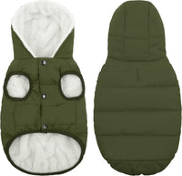 Dog Winter Coat,Warm Fleece Lined Dog Jacket with Leash Hole & Hood – Essentials for Dogs - Green / Large - image 2