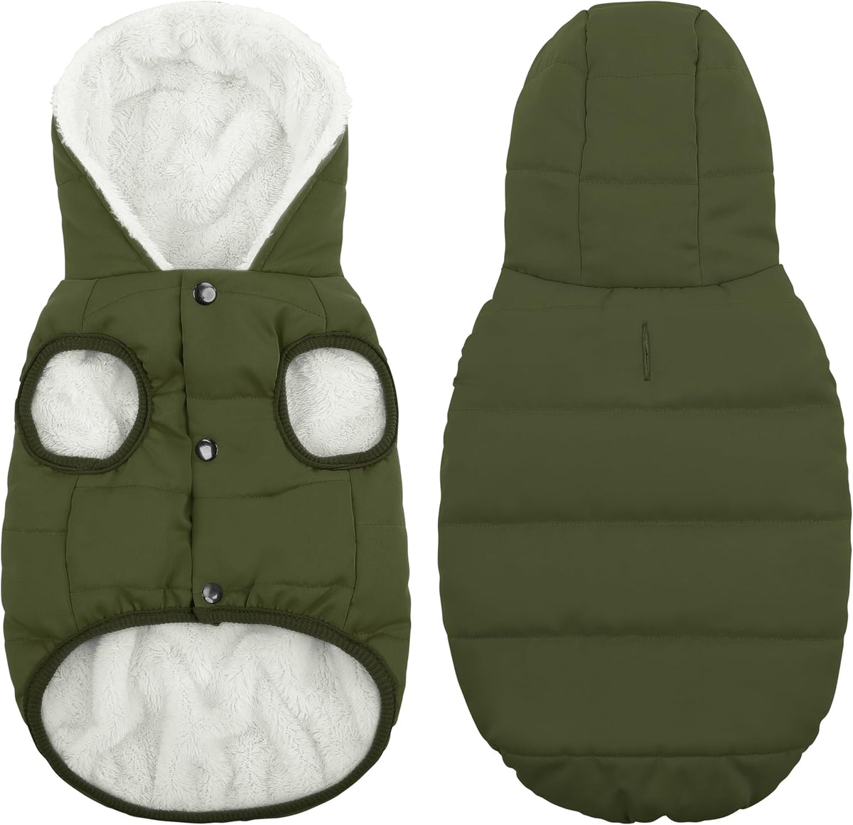 Dog Winter Coat,Warm Fleece Lined Dog Jacket with Leash Hole & Hood – Essentials for Dogs - Green / Large - image 2