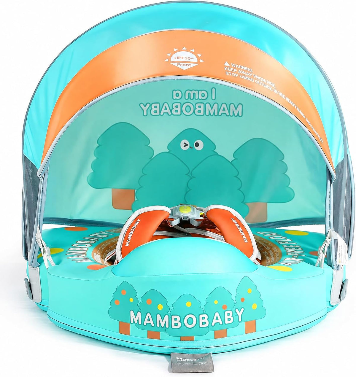 Mambobaby Float with Canopy UPF 50+ and Tail Non-Inflatable Baby Pool - Apple Tree - image 2