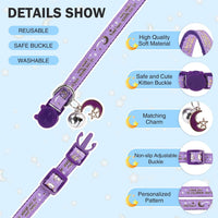 Cat Collar Breakaway, Soft Kitten Collar with Bell, Daisy - Star & Moon (Pack of 3) - image 4
