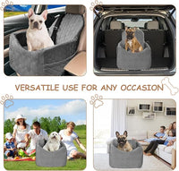 Dog Car Seat for Small/Medium Dogs - Dog Booster Seat with Safety Straps & Non-Slip Base, Travel Pet Car Seat with Storage Pockets, Washable & Removable, Suitable for Dogs Under 35 lbs (Gray)