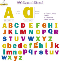 CHEFAN 104 piece felt alphabet letters set in bright colors, uppercase and lowercase - view 7