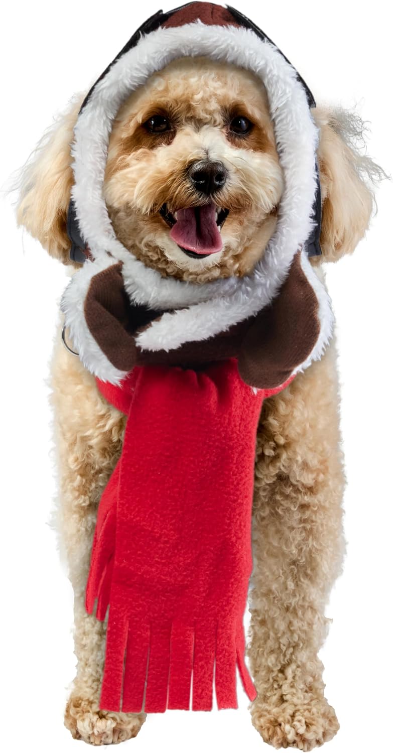 Rubies Aviator Pet Hat & Scarf Set for Dogs or Cats, S/M – Essentials for Dogs - Medium/Large / 1