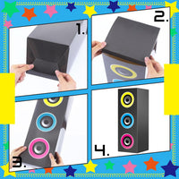 Humyoun 4 piece 80s 90s paper boombox party decoration boxes in colorful print - view 12