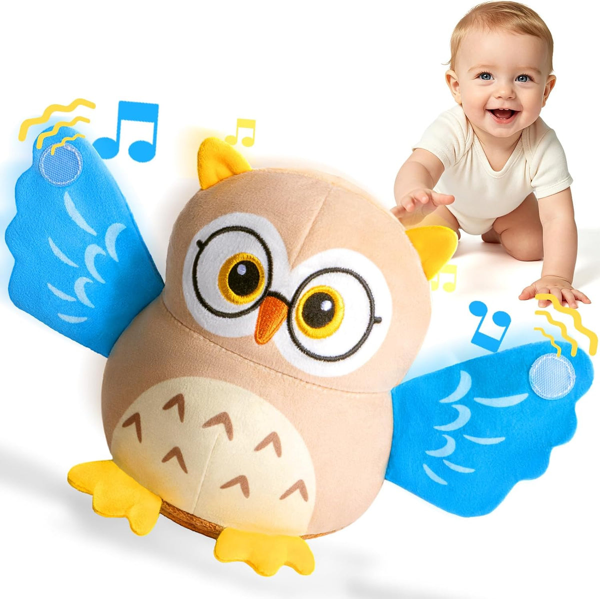 Musical Crawling Crab Baby Toy - Owl-brown