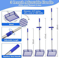 12 Inch Chicken Poop Scooper & Rake 2-in-1, Large Metal Shovel Head, Rubber Handle Stainless Steel Chicken Litter Scoop for Chicken Coops, Litter Screening Scoop (35 to 65in) US Patent Pending (Blue)