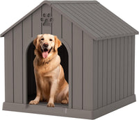 Fancyango Large Dog House for Medium to Large Dogs - Light Grey / 36.2" L × 38" W × 38" H