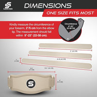 Sleeve Stars Tennis Elbow Brace for Men & Women, Tendonitis Elbow Brace & Strap Golfers Elbow Brace Counterforce Band for Tendon Pain Relief & Support for Forearm w/ 3 Straps Fits 9-23" (Single) (2, Beige, One Size)