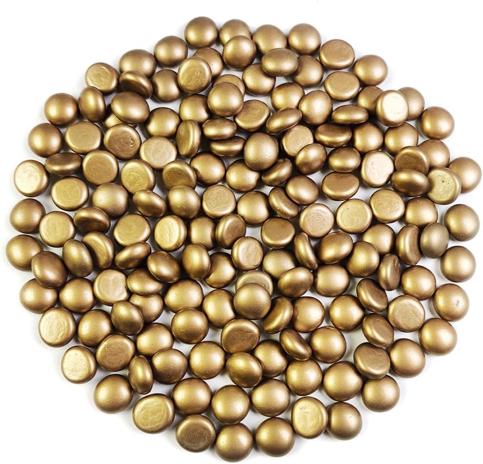 HappyFiller 2 Lb Matted Flat Marbles - Gold/Flower / 1 LB