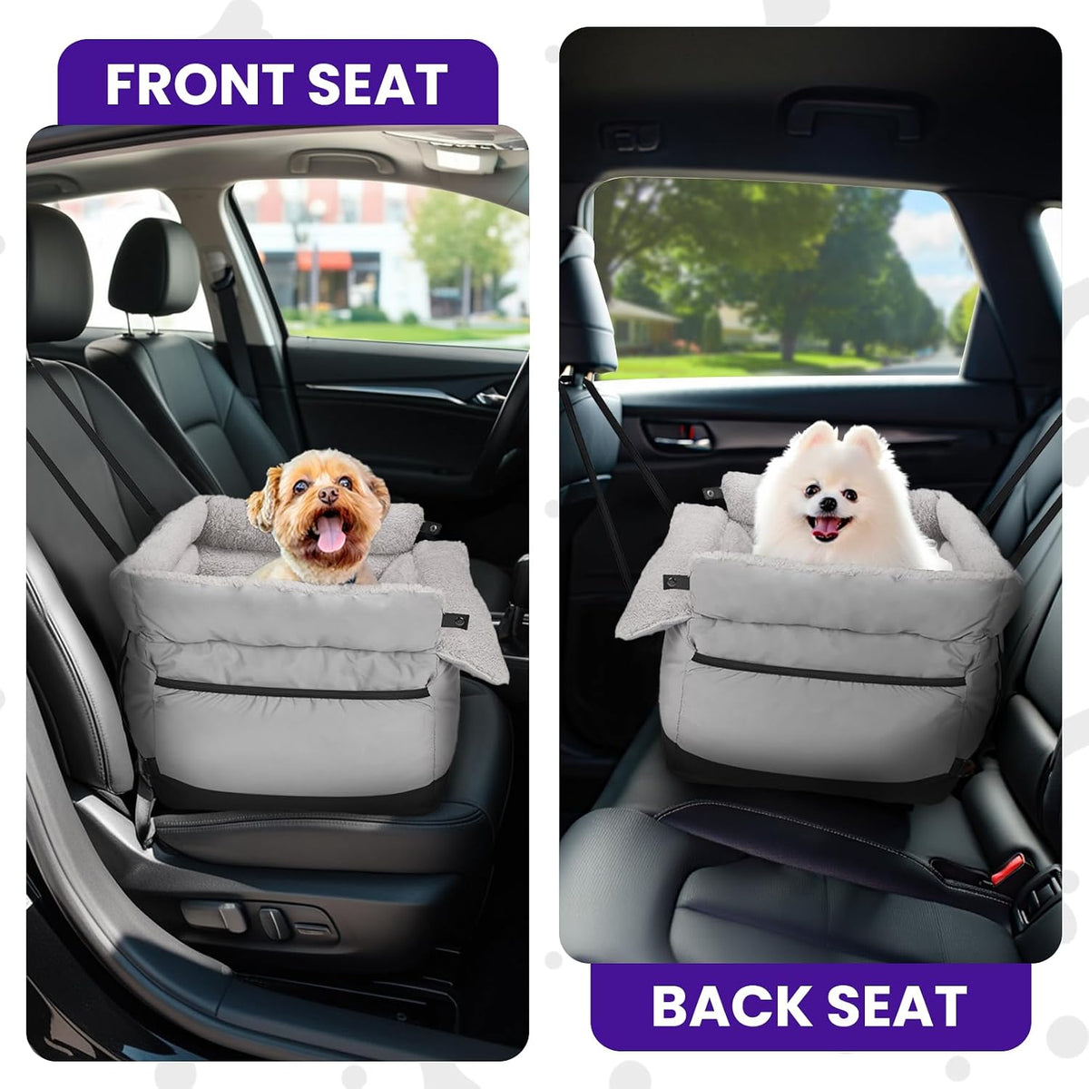 BurgeonNest Dog Car Seat for Small Dogs up to 25 lbs Grey – Essentials for Dogs - Grey Black - image 3