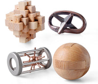 ActPo 9 piece brain teaser puzzles set with metal and wooden 3D puzzles - view 3