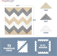 Non-Toxic Extra-Thick 36 Piece Children Play & Exercise Mat - 6x6' (Triangle) / Warm Grey/Cream/Sand - image 2