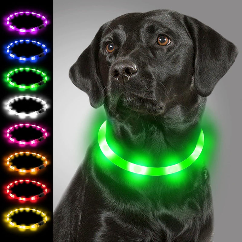 Joytale Light Up Dog Collar, LED Silicone Cut-to-Fit Rainproof - 8-27.5 Inch (Pack of 1) / Green