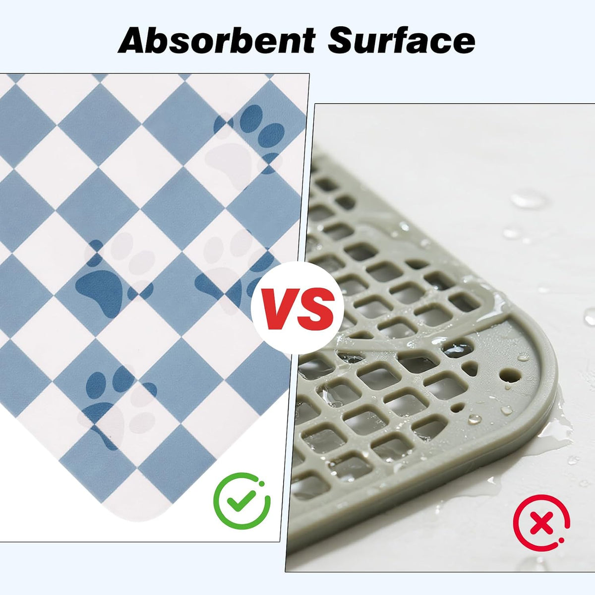 CooRug Checkered Dog Food Mat, Pet Feeding Mat 20" L x 12" W - Blue / 24"L x 16"W - image 3