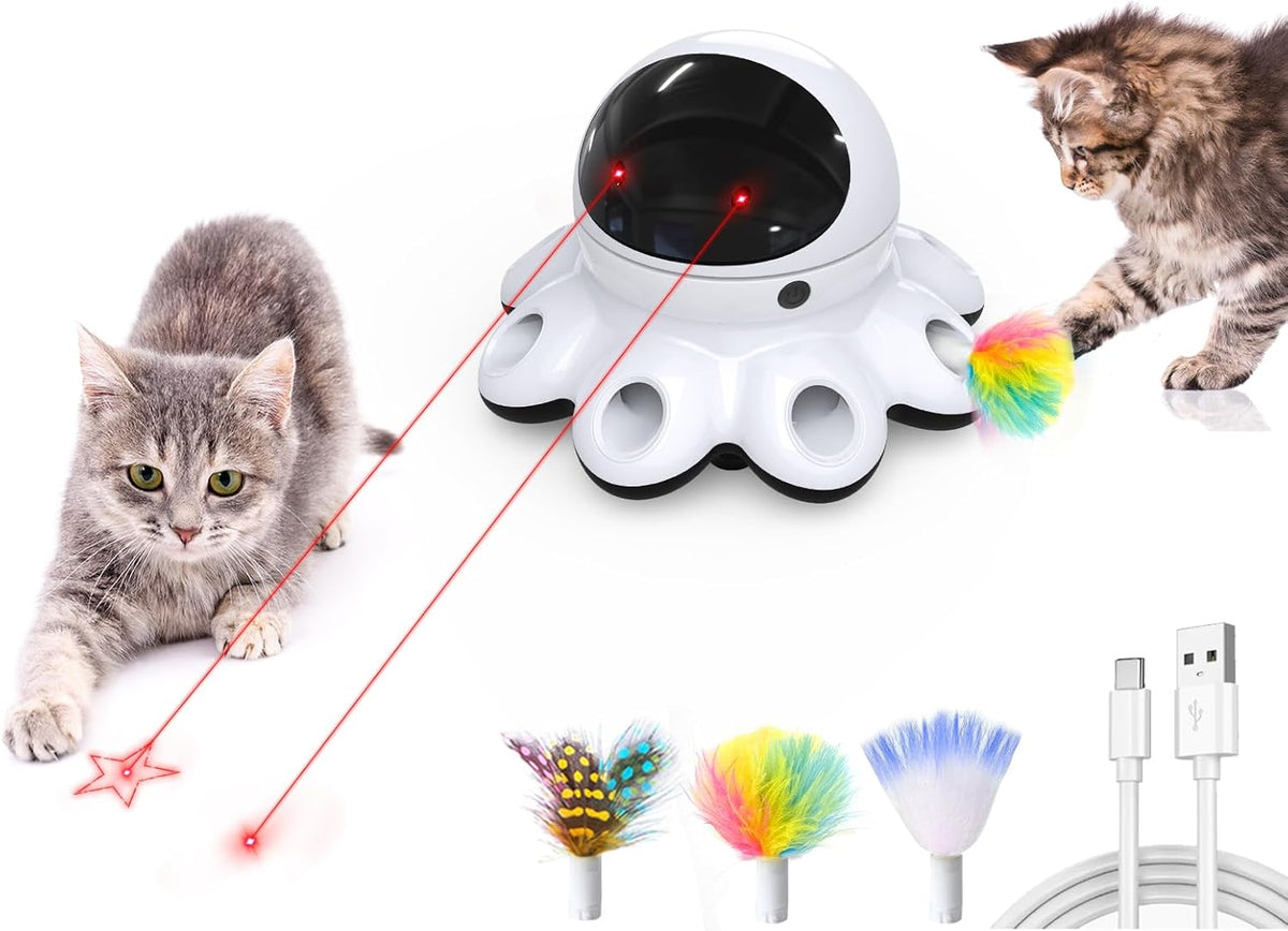 ORSDA Cat Laser Toy, 2-in-1 Interactive Automatic Motion Activated Moving 8 Holes Whack A Mole - Cool Black (1 Count)