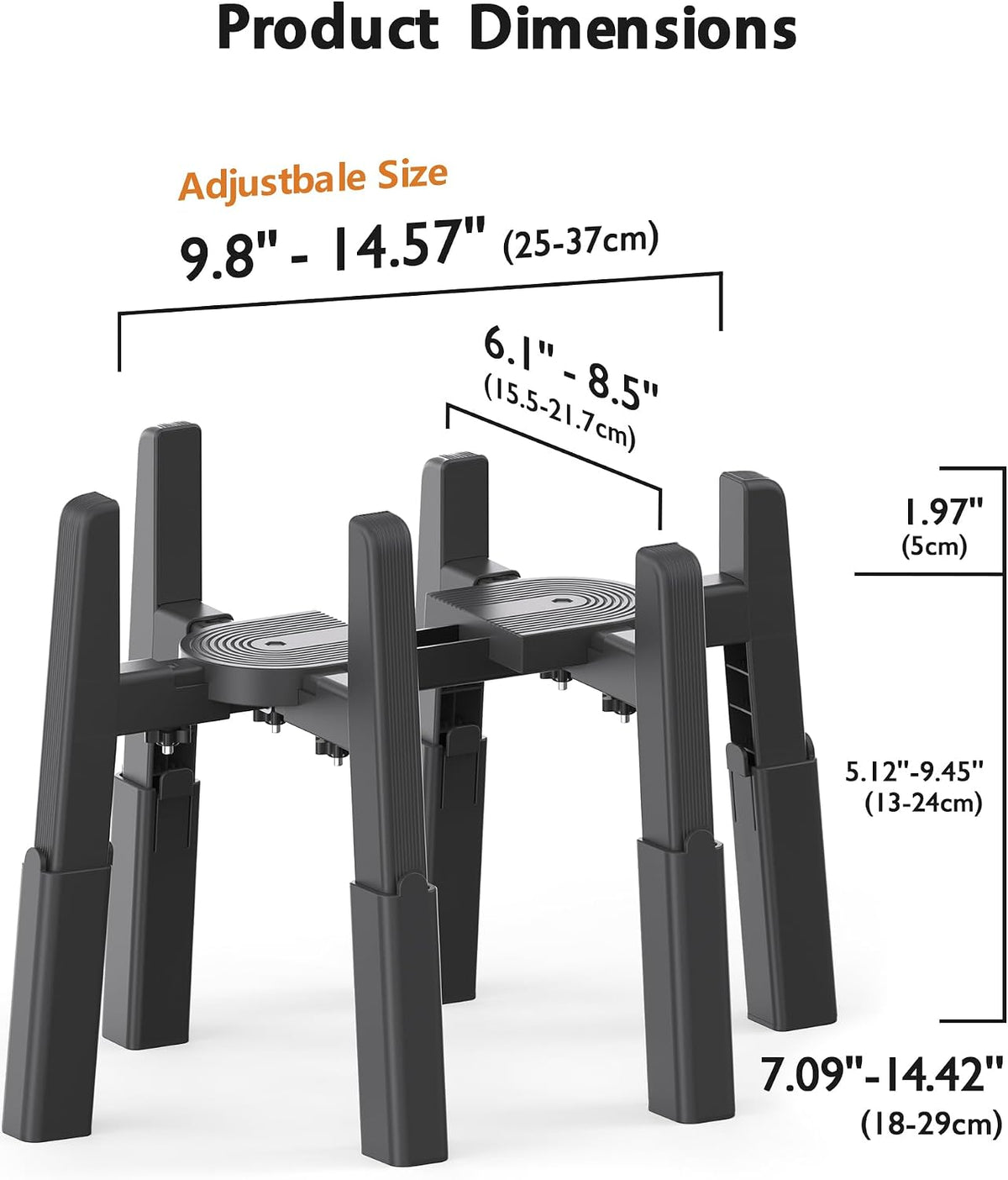 Dog Bowl Stand with Adjustable Height and Width [Stand Only] – Essentials for Dogs - 1 Pack For Automatic Feeder / H: 7.09-11.42''; W: 6.1 x 9.8'' - 8.5 x 14.57'' - image 4