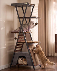 72.4" Modern Cat Tree for Indoor Cats, Multi-Level Cat Condo – Essentials for Cats - Dack Gray - image 3