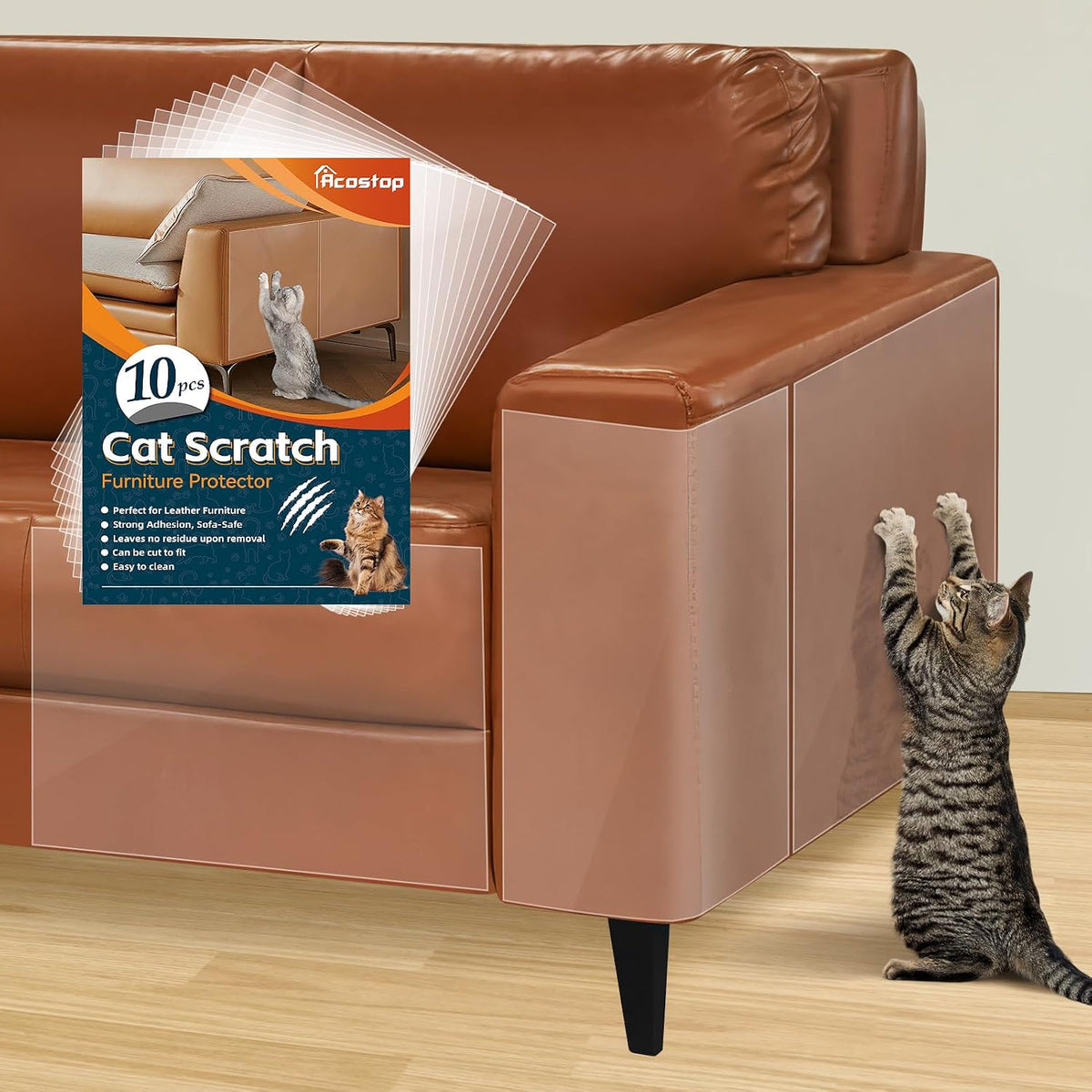 16 Pack 17"x11.8" Cat Scratch Furniture Protector for Leather Couch – Essentials for Cats - 10 Pack-17×11.8in