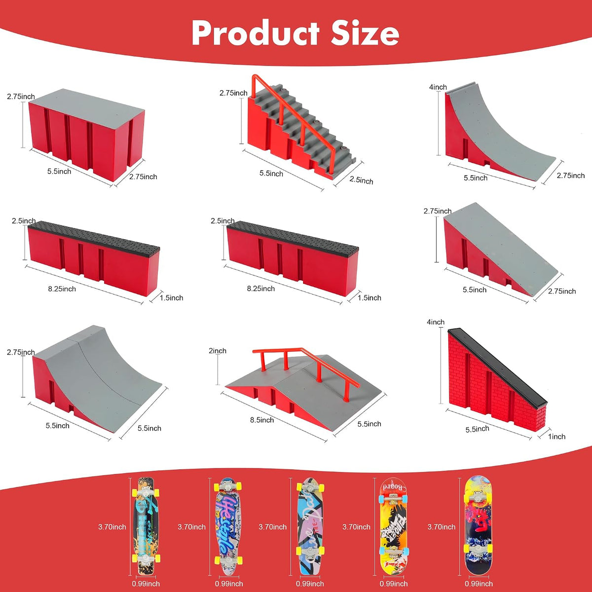 BCY hohipi 9 in 1 finger skateboard park kit with ramps, fingerboards, finger bike and scooter - view 2