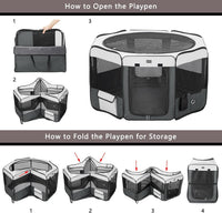 Dog Playpen Portable Pet Play Pens for Small Dog/Cat/Rabbit/Chicks - Gray / 8 / Large (46"x46"x23") - image 3